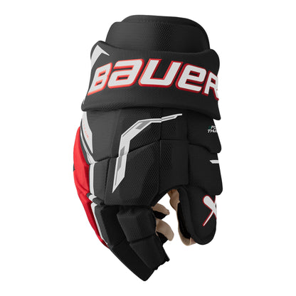 Bauer Supreme F50 Pro Hockey Gloves black and red side view
