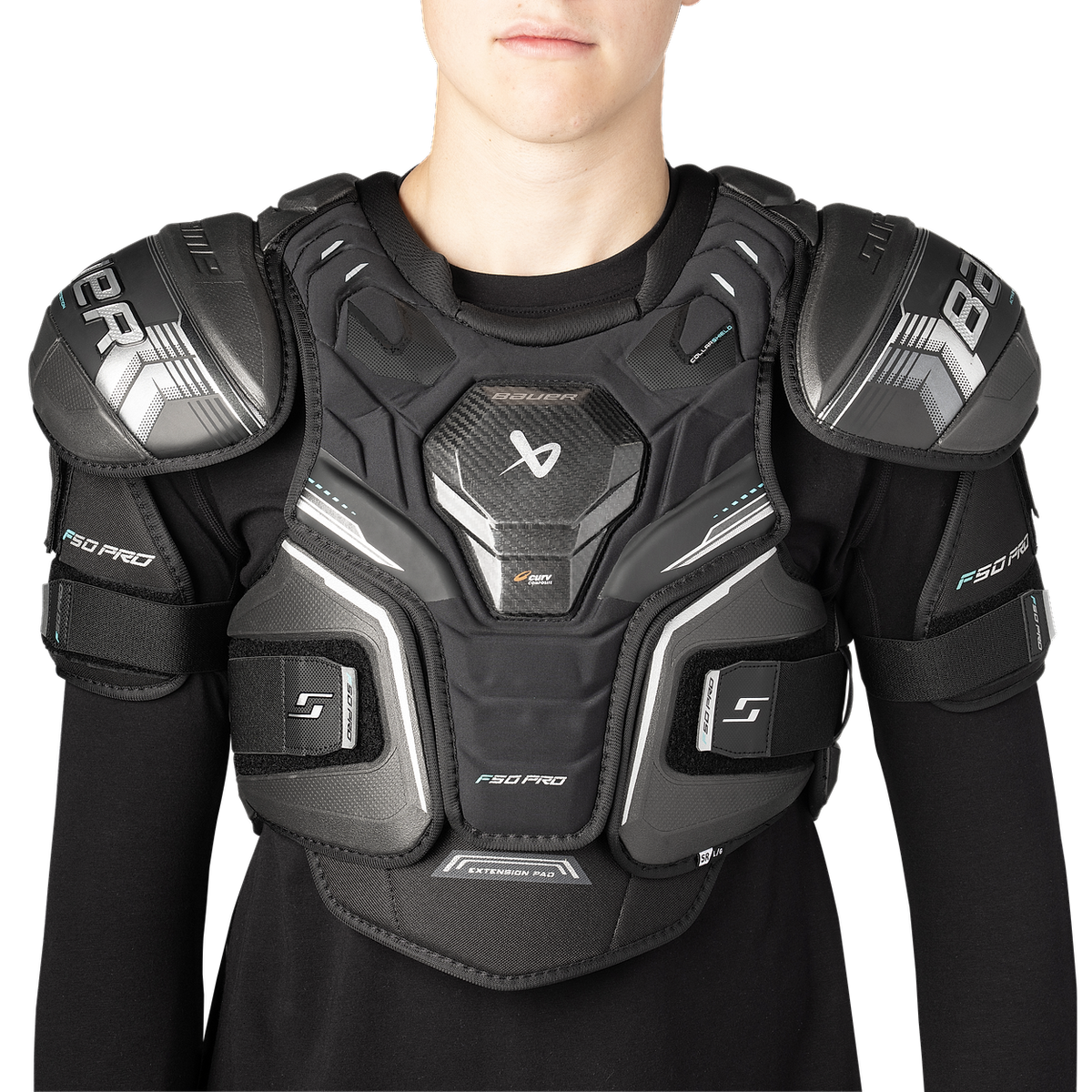 Bauer Supreme F50 Pro Senior hockey shoulder pads front, manufacturer photograph