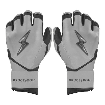 BRUCE BOLT Grey Series Adult Long Cuff Batting Gloves - Charcoal