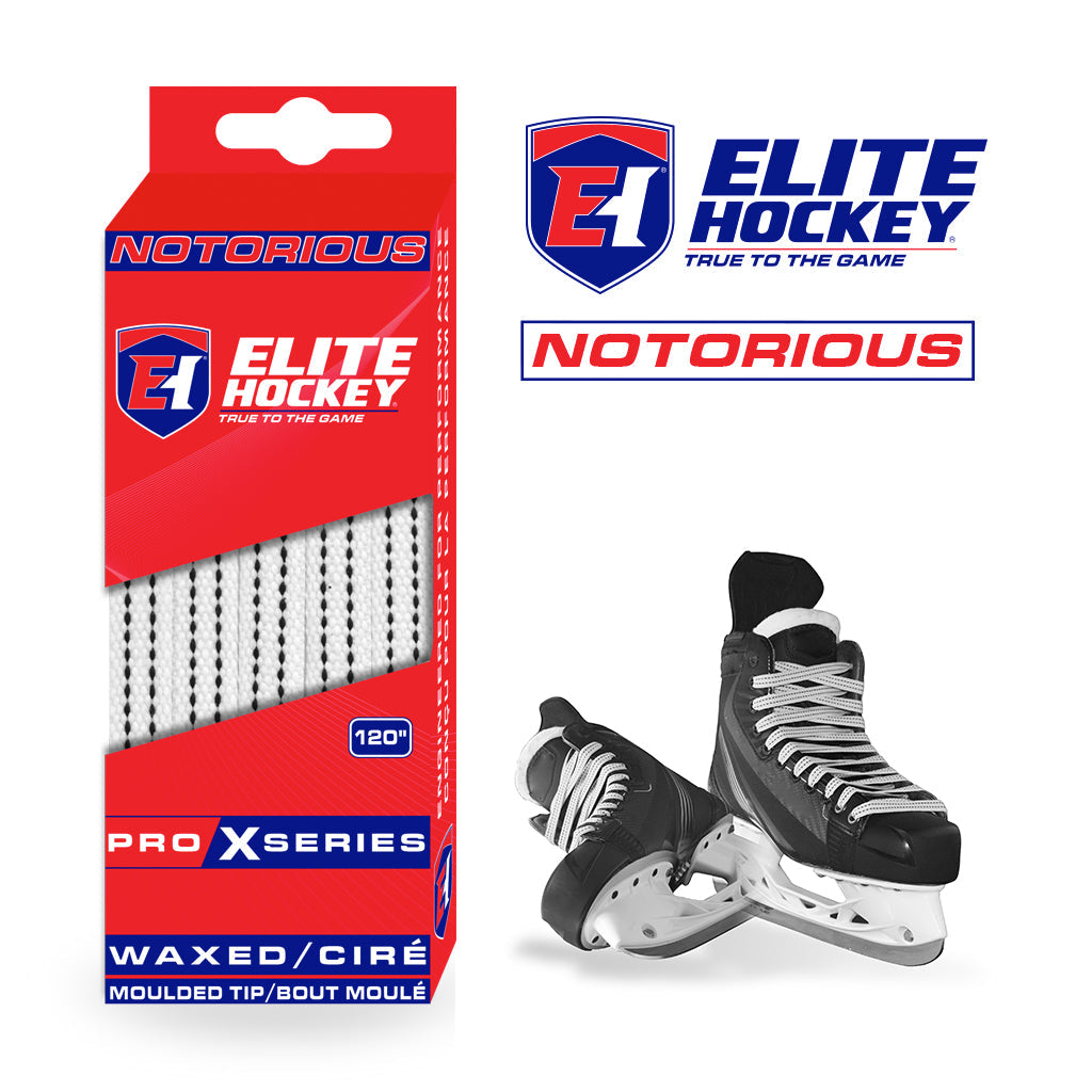 Elite Hockey Notorious Pro X Waxed Laces White/Black