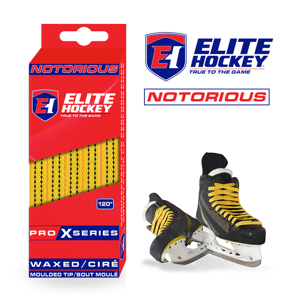 Elite Hockey Notorious Pro X Waxed Laces Yellow/Black