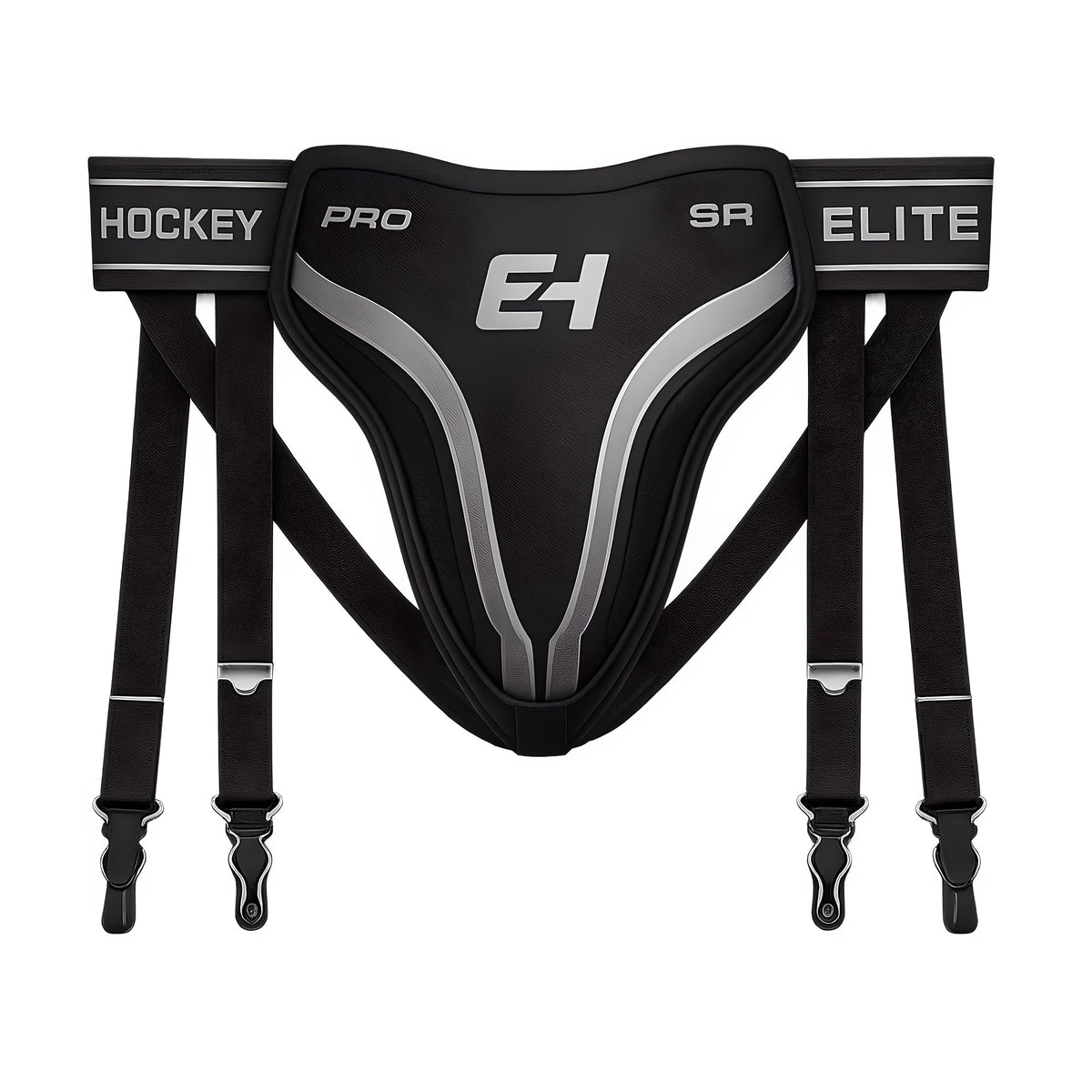 Elite Hockey Pro 3-in-1 Senior hockey jock with protective cup, black