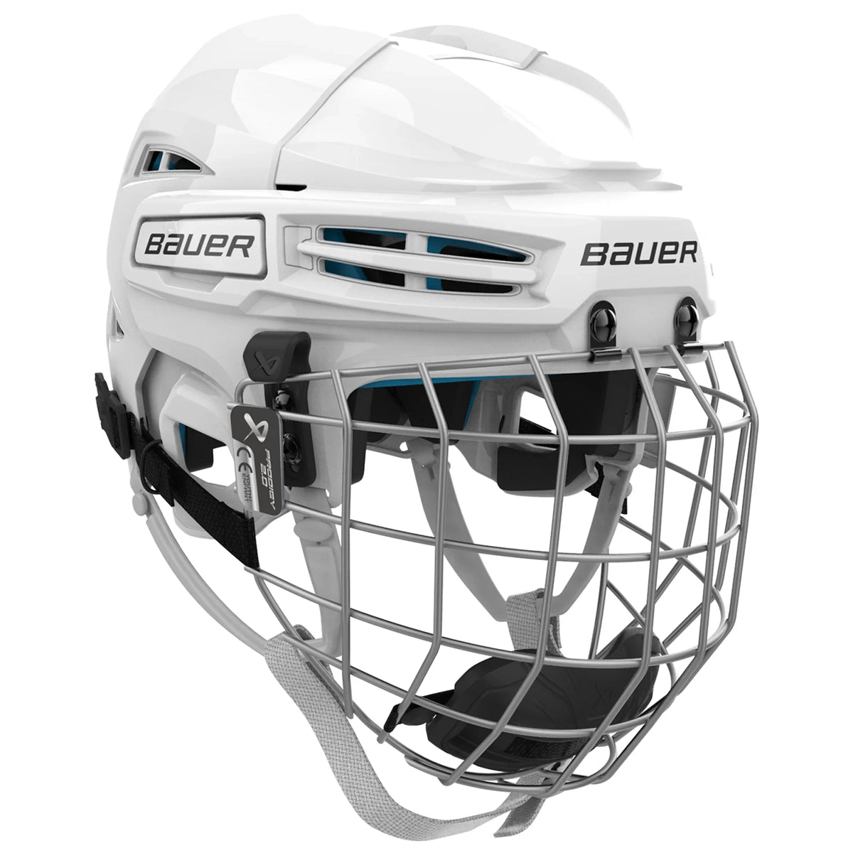 Bauer Prodigy 2.0 Youth Hockey Helmet Combo (2026), white, with cage