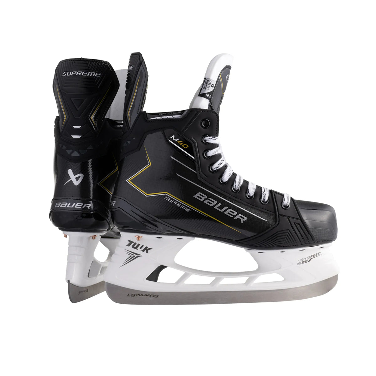 Bauer Supreme M40 Intermediate Hockey Skates - side profile and rear heel pair view