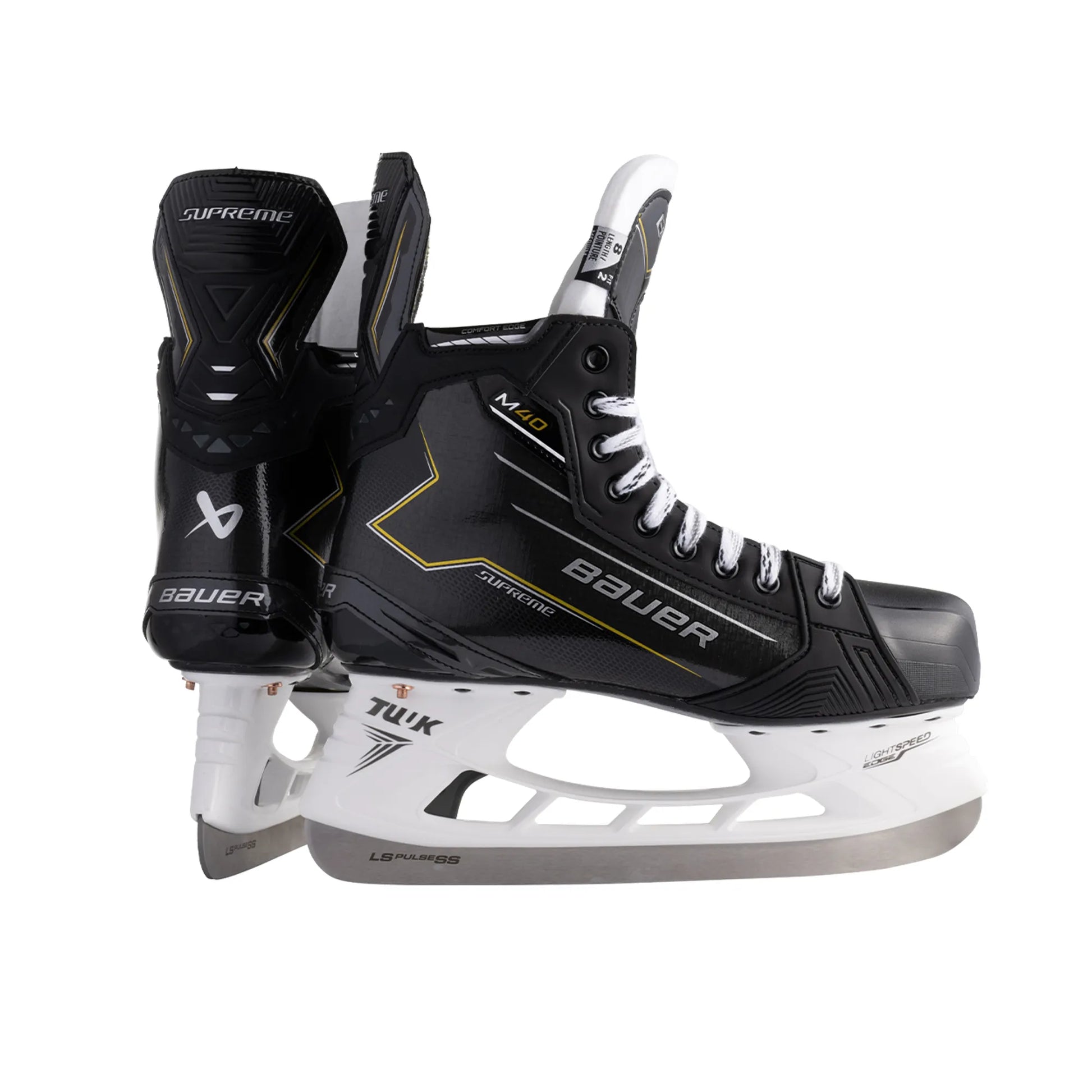 Bauer Supreme M40 Intermediate Hockey Skates - side profile and rear heel pair view