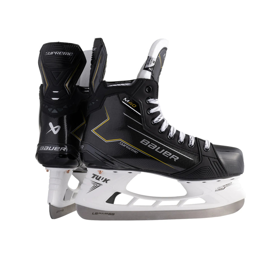 Bauer Supreme M40 Intermediate Hockey Skates - side profile and rear heel pair view