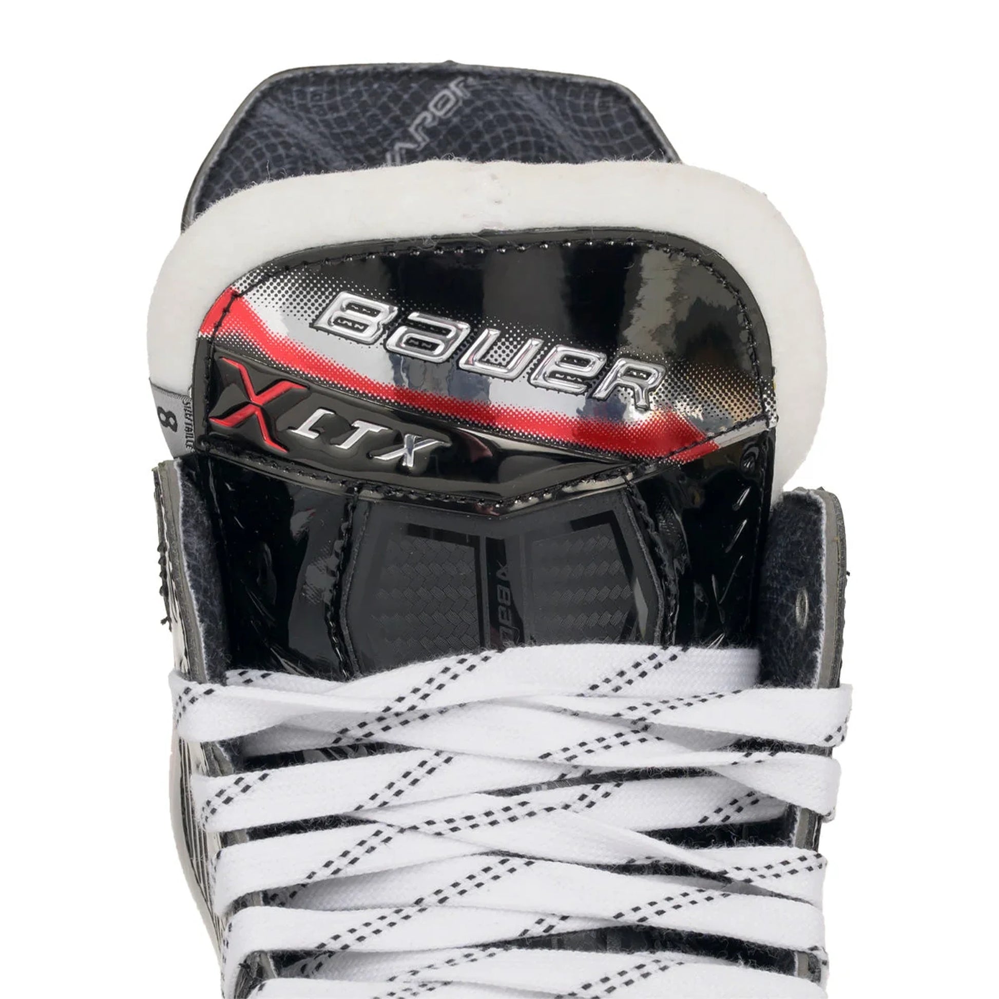 Bauer Vapor XLTX Senior Hockey Skates tongue detail on white background