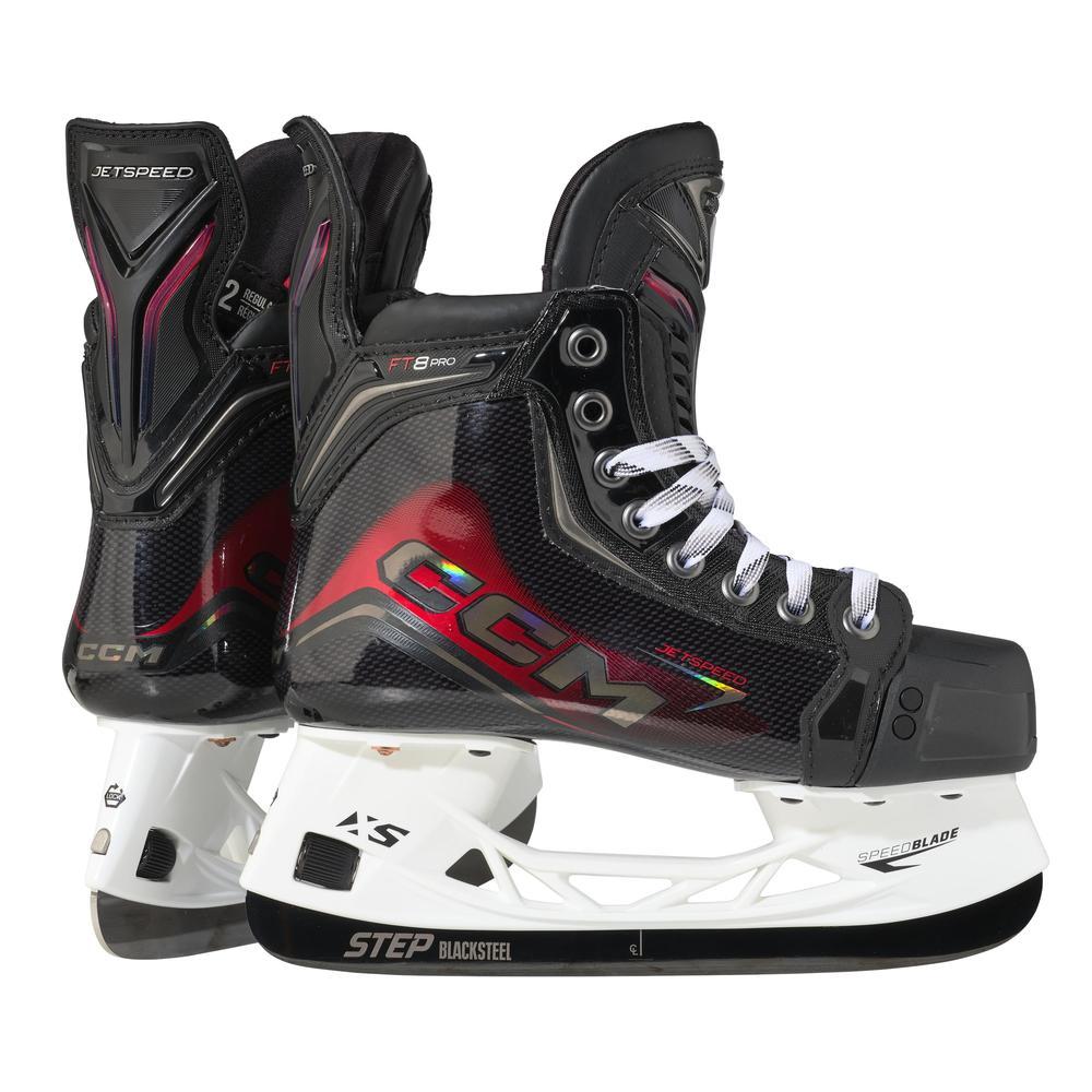 CCM Jetspeed FT8 Pro Junior Hockey Skates - pair rear and side view