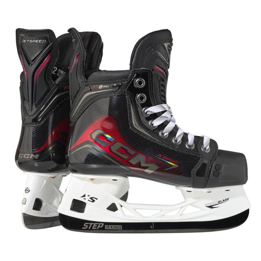 CCM Jetspeed FT8 Pro Junior Hockey Skates - pair rear and side view
