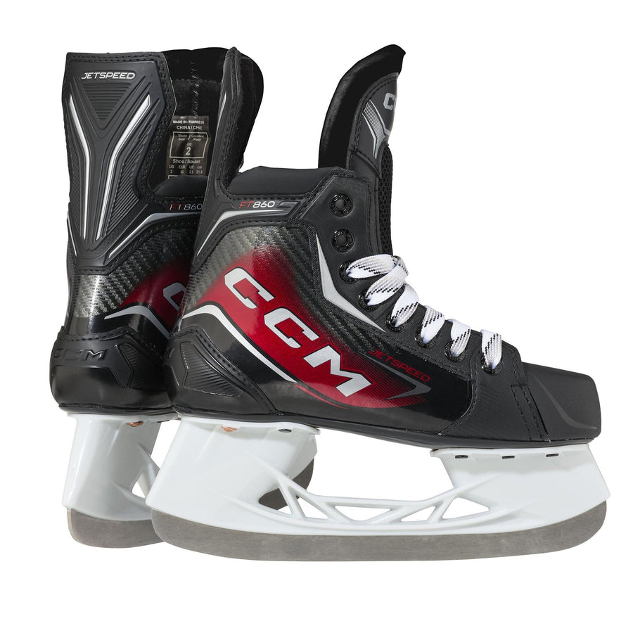 CCM Jetspeed FT860 Junior Hockey Skates - side profile and rear heel pair view