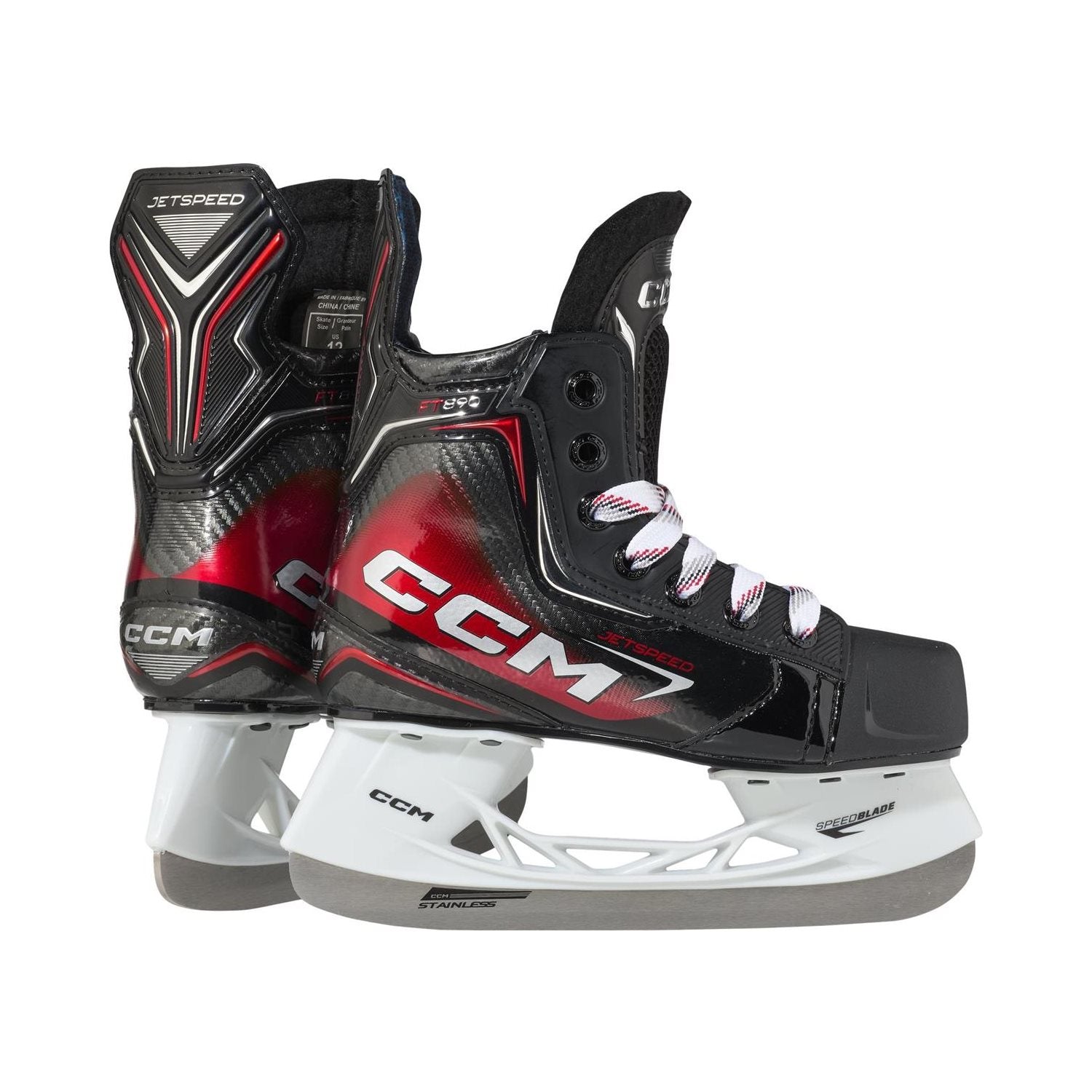 CCM Jetspeed FT890 Youth Hockey Skates - rear and side pair view