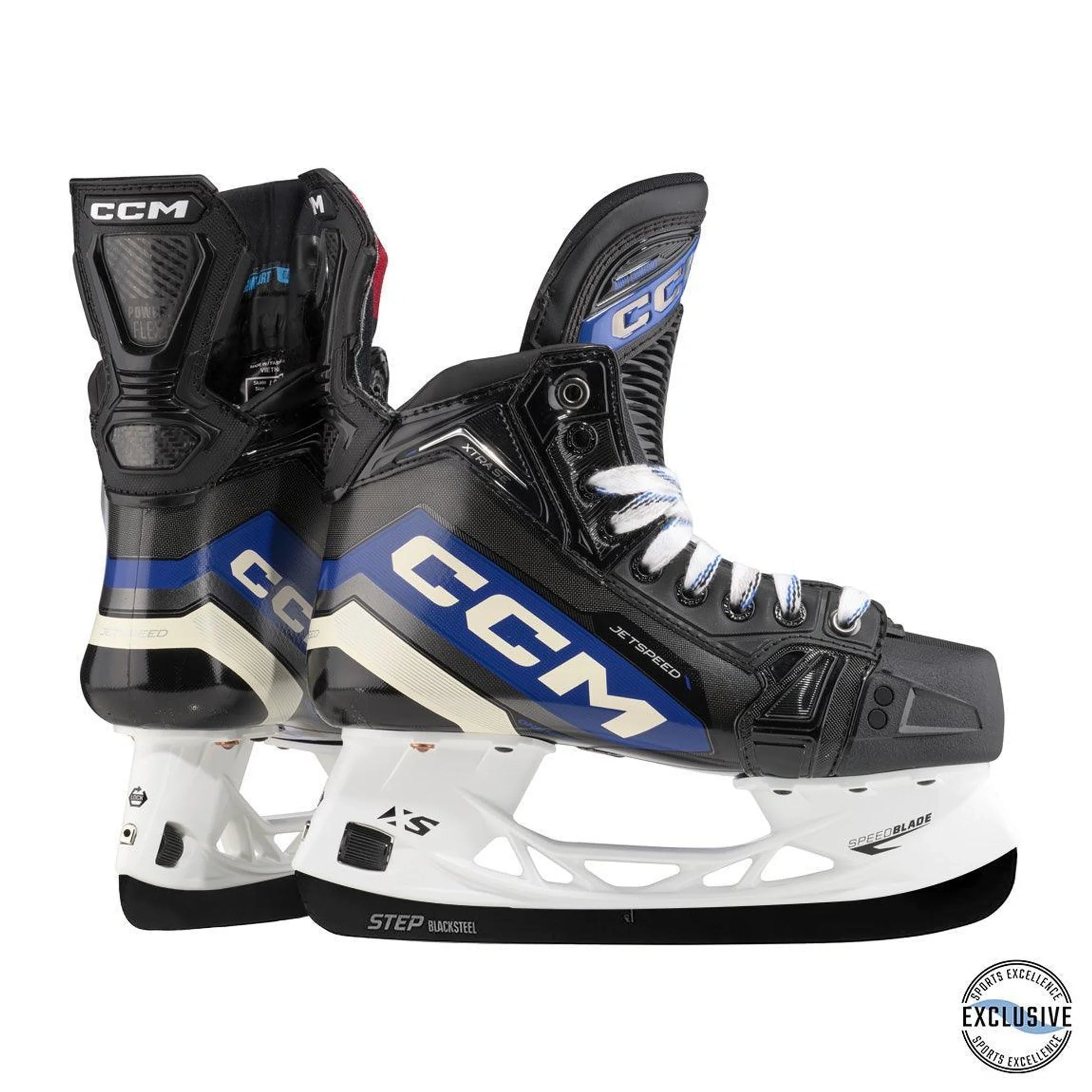 CCM Jetspeed XTRA SE 2023 Intermediate Hockey Skates - side and rear pair view