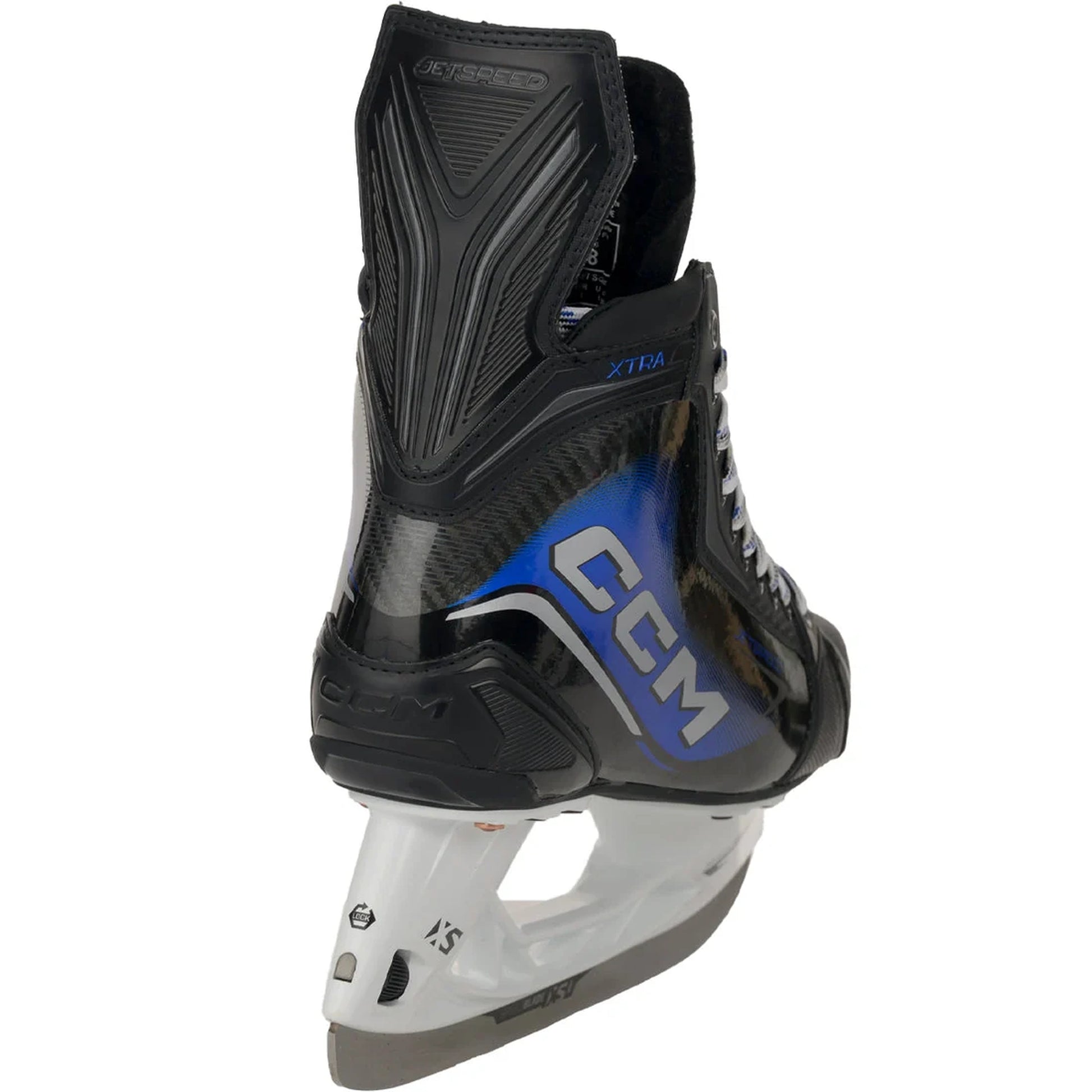 CCM Jetspeed XTRA Senior Hockey Skates three-quarter rear and side view on white background
