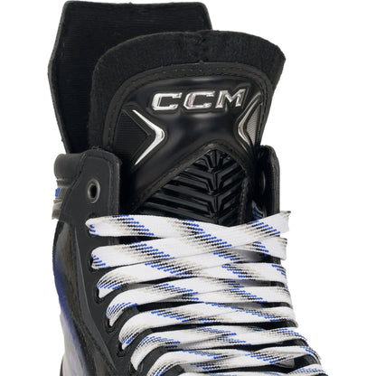 CCM Jetspeed XTRA Senior Hockey Skates tongue detail on white background