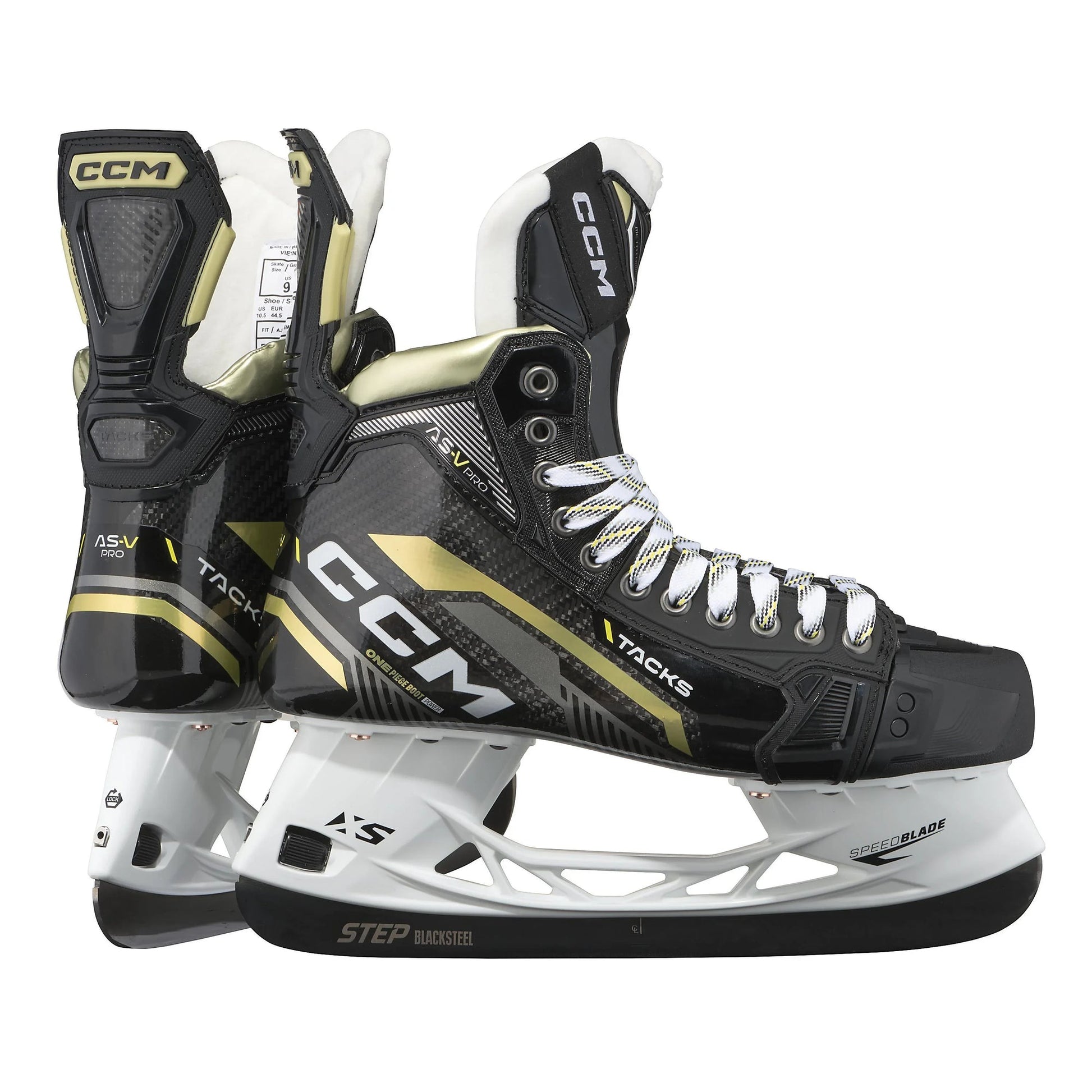 CCM Tacks AS-V Pro Intermediate Hockey Skates - side profile with rear heel pair view