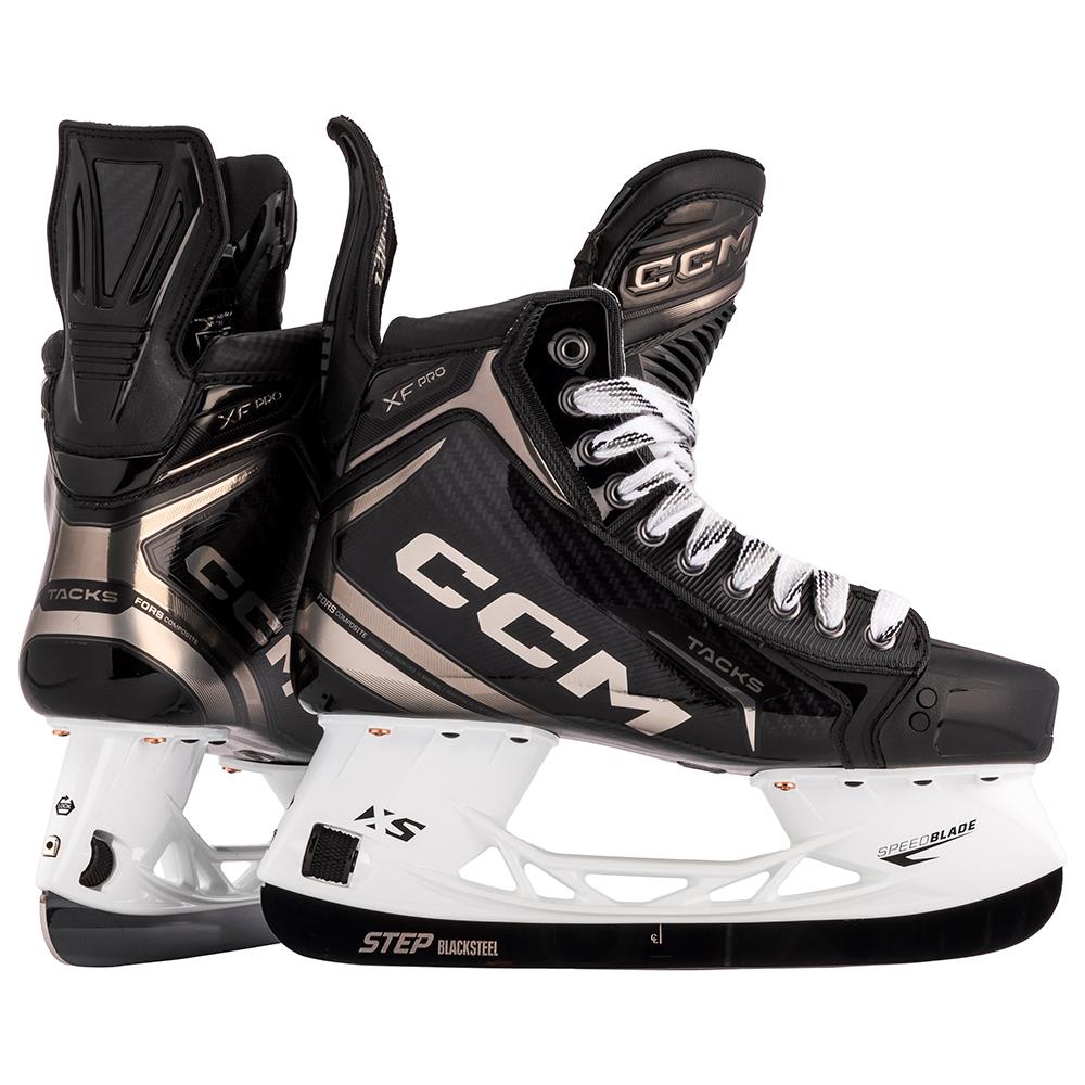CCM Tacks XF Pro Intermediate Hockey Skates - side and rear pair view