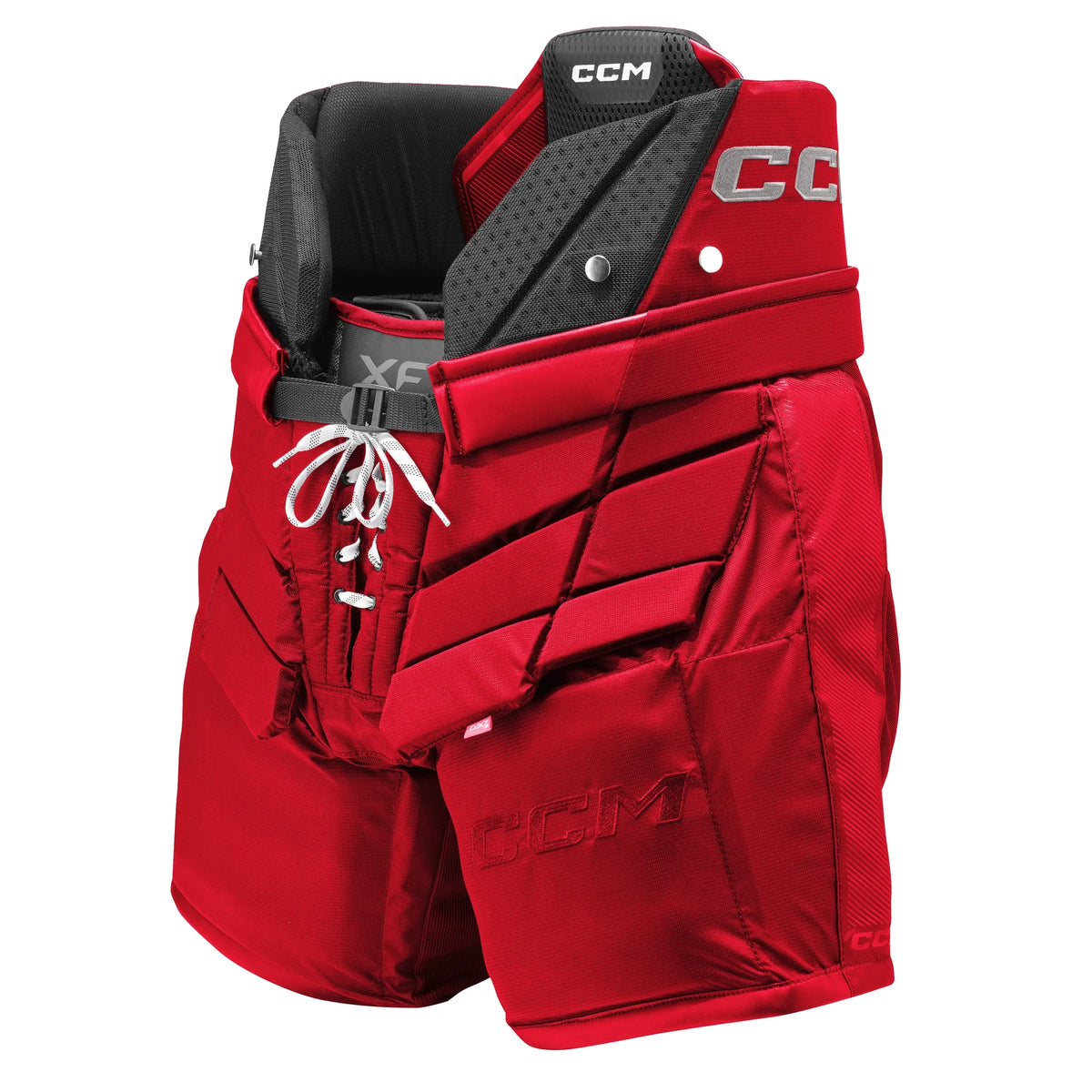 CCM Tacks XF Senior Goalie Pants red front view