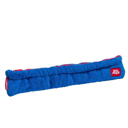 Guardog SoftPawz two-tone terry skate blade covers, Royal Blue/Red, official manufacturer product photo on white