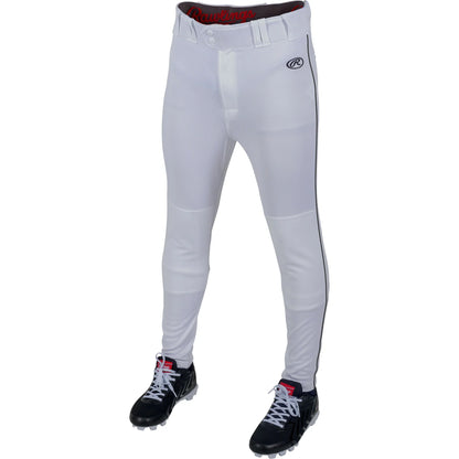 Rawlings LNCHJGP Adult Launch Jogger Fit Piped Baseball Pants White/Black, angle view