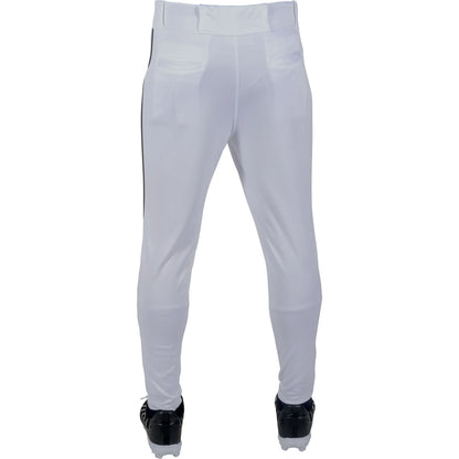 Rawlings LNCHJGP Adult Launch Jogger Fit Piped Baseball Pants White/Black, back view
