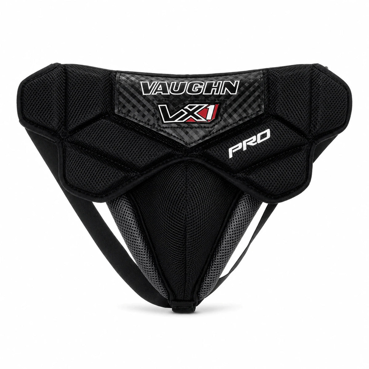 Vaughn Velocity VX1 Pro Senior Goalie Jock – clean front view, 2000 x 2000, white background