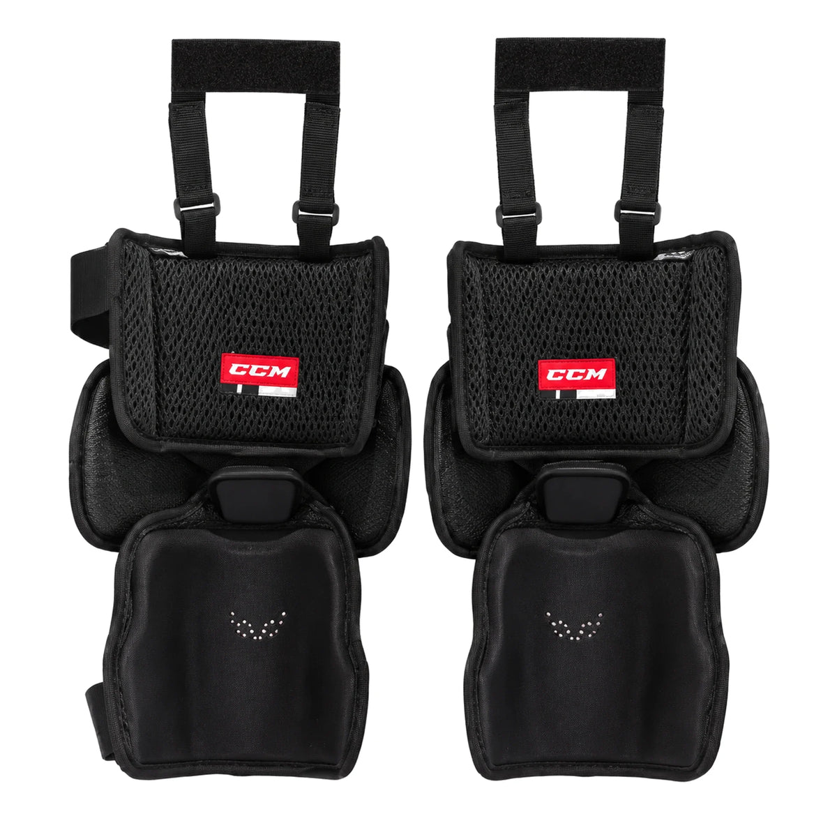 CCM XF Senior Goalie Knee Pads - white background product photo (2000 x 2000)