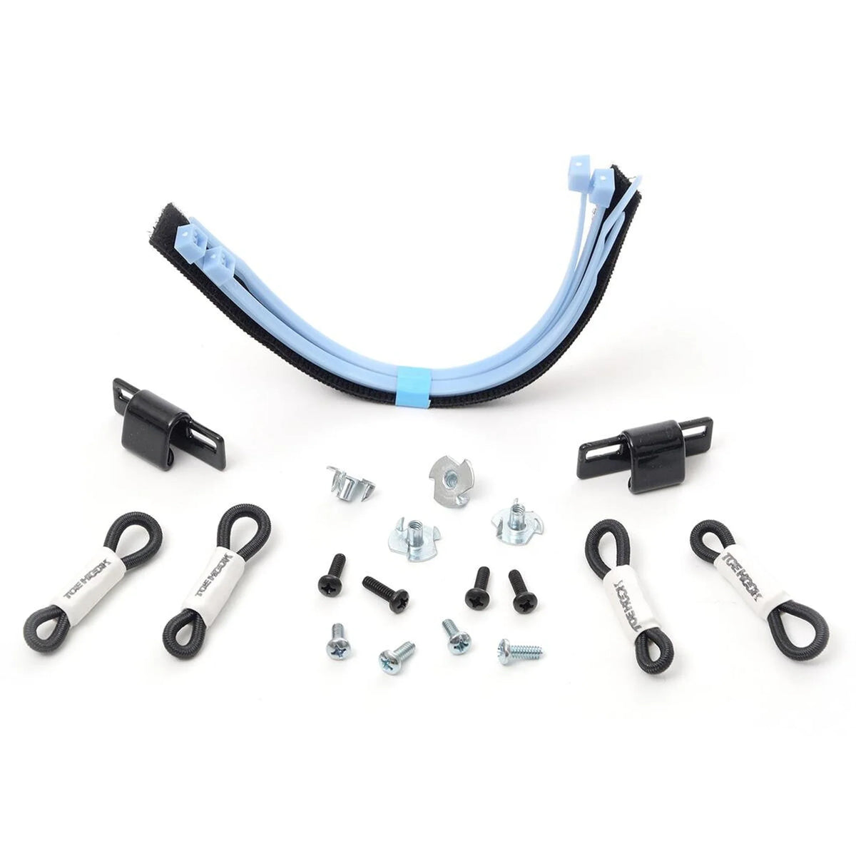 Reidel ToeHook Complete Goalie Pad Attachment System, full kit on pure white, 2000 x 2000