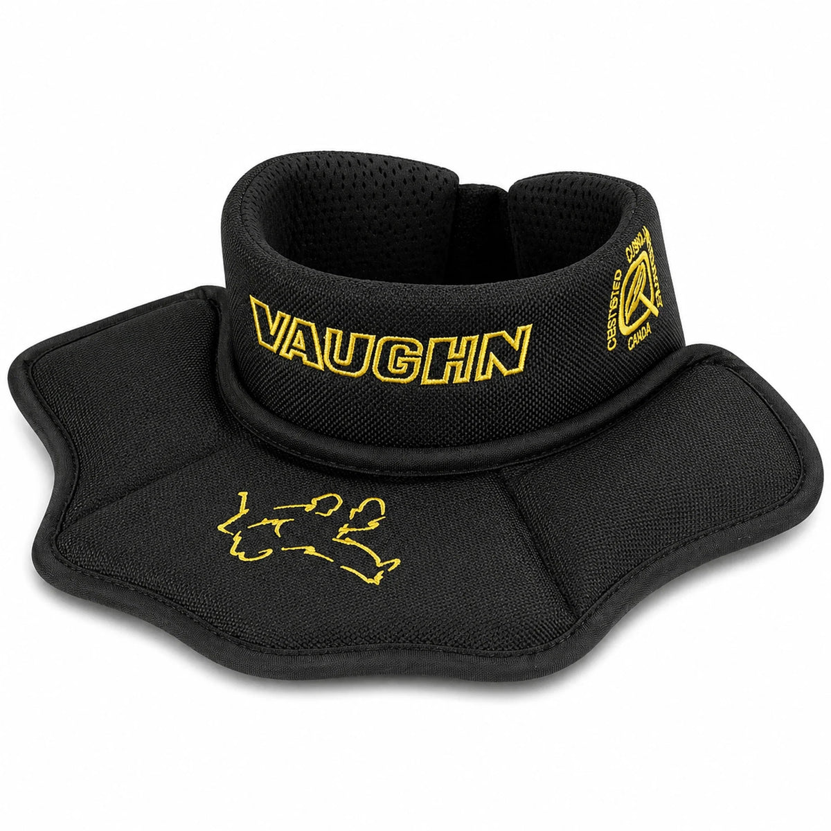 Vaughn VPC7000 BNQ Certified Goalie Neck Guard - single black VPC7000 goalie neck guard, genuine retailer catalog photo on pure white