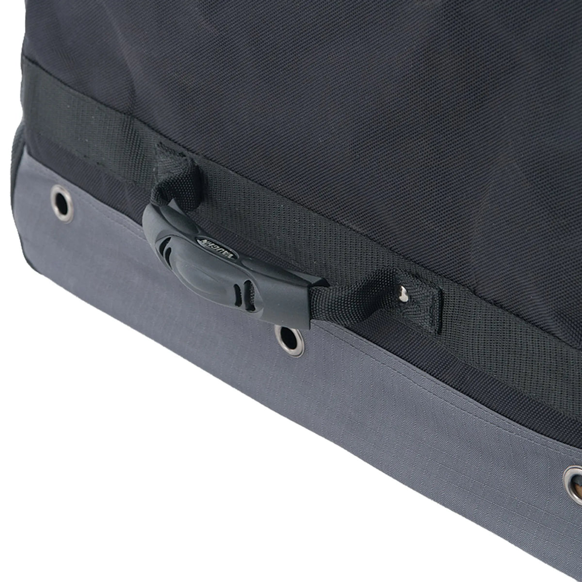 Vaughn VX1 Pro Senior Goalie Wheeled Bag Black handle view, authentic verified retailer photo