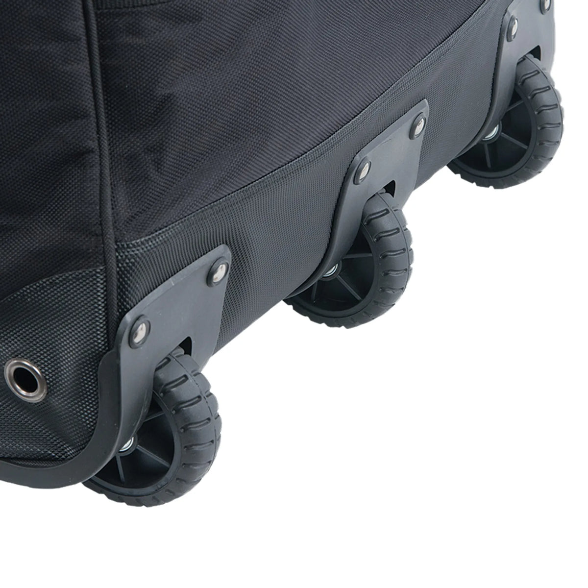 Vaughn VX1 Pro Senior Goalie Wheeled Bag Black wheels view, authentic verified retailer photo