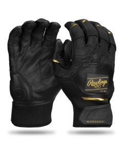 Rawlings Workhorse Adult Baseball Batting Gloves (Black/Gold | Adult Size X-Large)